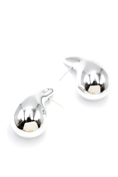 Büyük Boy Damla Küpe - Gümüş