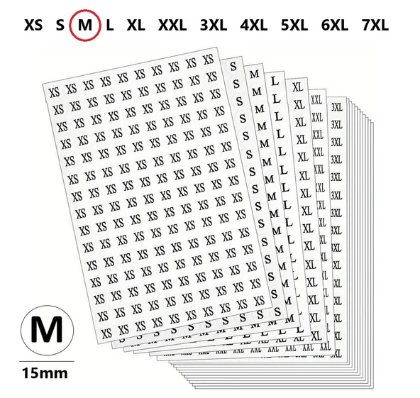 M-Mağaza Giysi, Beden Etiket Çapı-15mm Kendinden Yapışkanlı (300 adet) Yuvarlak Boyut Etiket ürün görseli 1