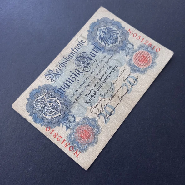 Escoines Koleksiyon 3996368f4225490274 1914 Almanya N.051 serisi 20Mark ÇT eski yabancı kağıt para - Resim 3
