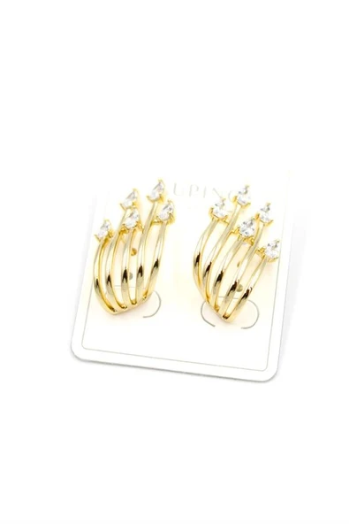 Taşlı Küpe - 14K Altın - 2