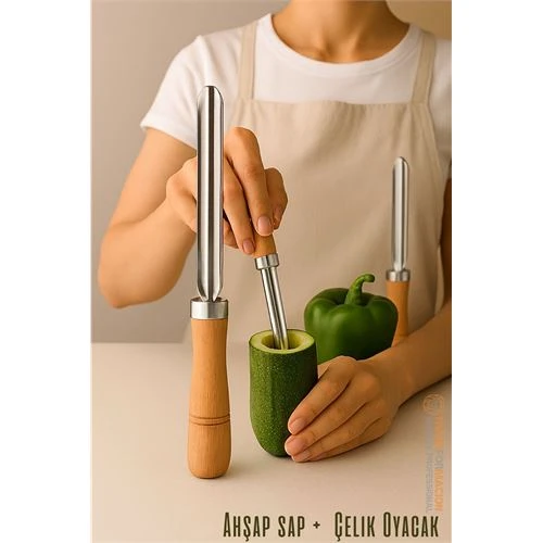 Oyacak - Dolmalık Kabak ve Biber Patlıcan Oyacağı 304 Paslanmaz Çelik - 2