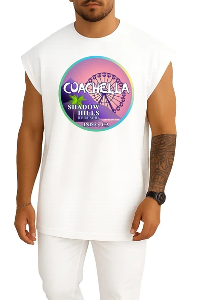 Oversize Coachella Göğüs Tasarımlı Unisex Spor Atlet - Resim 7