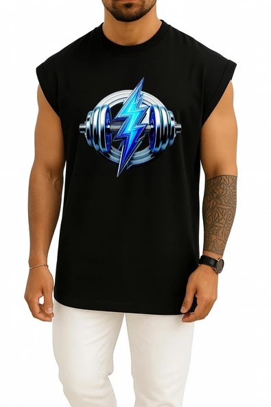 Oversize Fitness Gym Lights Göğüs Tasarımlı Atlet - Resim 9