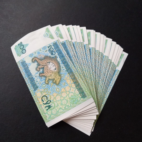 Escoines Koleksiyon 3996368f5774087535 1997 özbekistan 200som ÇİL 100Adet 1 Deste eski kağıt para - 4