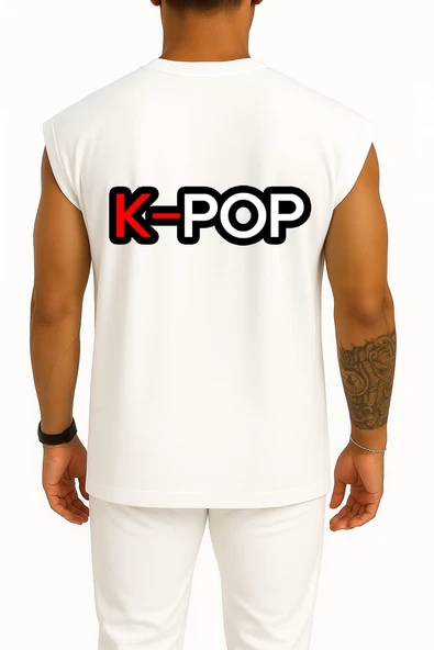 Oversize Kpop Quiz Pro K-Pop Korean İdol Just Right Göğüs ve Sırt Tasarımlı Atlet - Resim 2