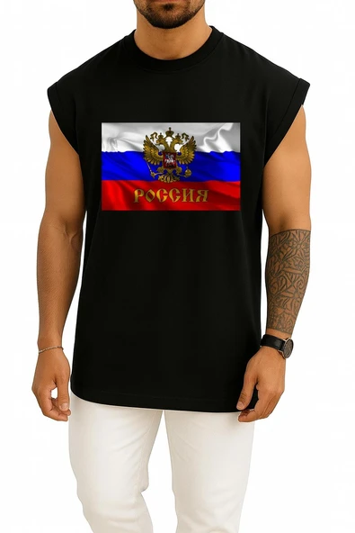 Oversize Russian Empire Flag Of Russia Coat Of Arms Of Russia Göğüs Tasarımlı Atlet - Resim 9