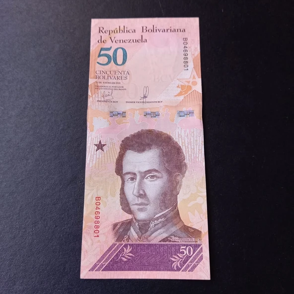 Escoines Koleksiyon 3996368f3fef60c3d9 2018 Venezuela 50Bolivar ÇİL eski yabancı kağıt para - Resim 3