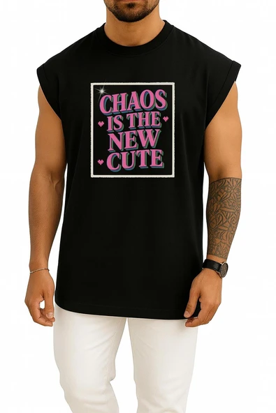 Oversize Chaos Is The New Cute Göğüs Tasarımlı Unisex Spor Atlet - Resim 9