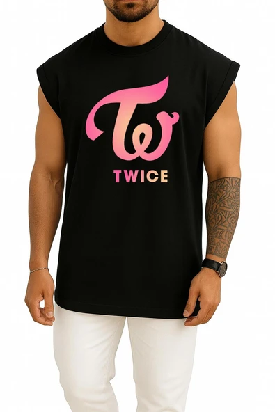 Oversize Twıce K-Pop Logo Lıkey Signal Göğüs Tasarımlı Atlet - Resim 11
