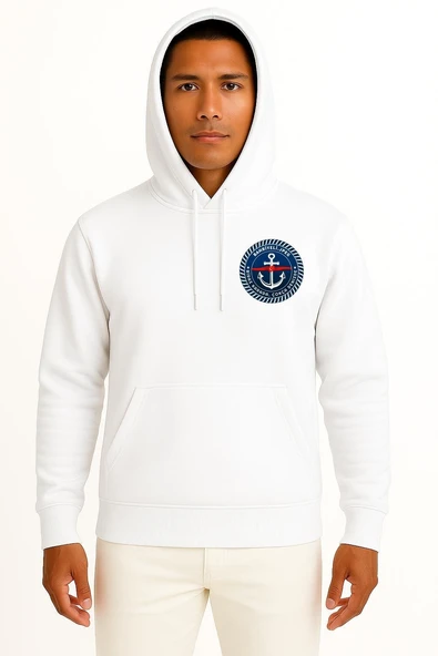 Kapüşonlu Bahriyeli.Jpeg - Biraz Karada, Çokça Denizde Cep Tasarımlı Unisex Sweatshirt - Resim 5