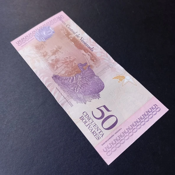 Escoines Koleksiyon 3996368f3fef60c3d9 2018 Venezuela 50Bolivar ÇİL eski yabancı kağıt para - Resim 5