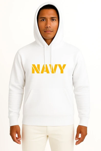 Navy  Donanma Yazısı Göğüs Tasarımlı Unisex Sweatshirt - Resim 7