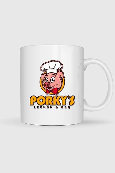 Porky's Lechon Barbecue Domuz Tasarımlı Kupa Bardak ürün görseli