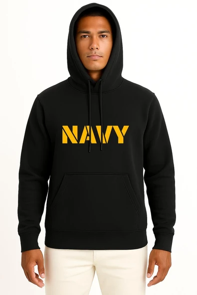 Navy  Donanma Yazısı Göğüs Tasarımlı Unisex Sweatshirt - Resim 9