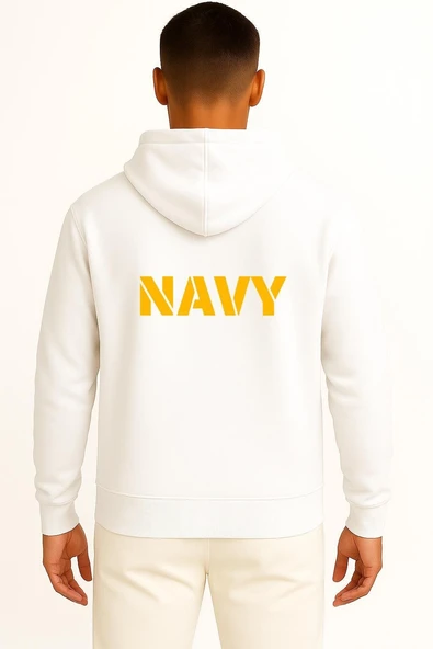 Navy  Donanma Yazısı Göğüs ve Sırt Tasarımlı Unisex Sweatshirt - Resim 2