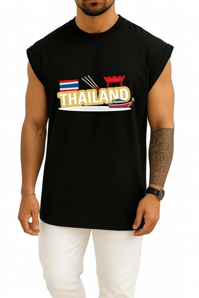 Oversize Thailand Logo, Flag Of Thailand Logo Göğüs Tasarımlı Atlet - Resim 9