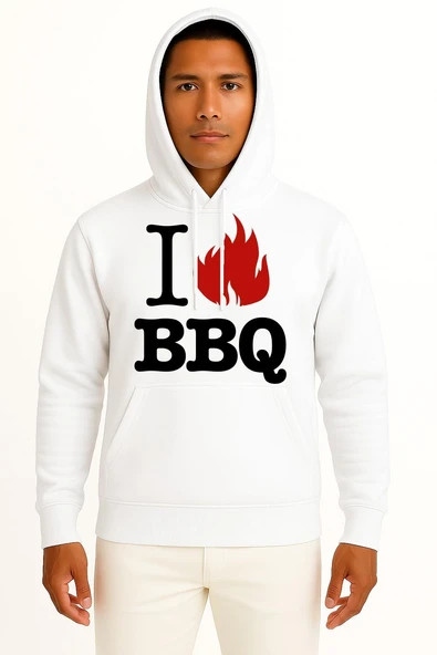 Kapüşonlu Barbecue Grill T-Shirt Babb Bros Bbq Göğüs Tasarımlı Unisex Sweatshirt - Resim 5