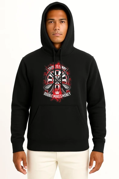 Kapüşonlu Triple İs Funny Double Makes Money Göğüs Tasarımlı Unisex Sweatshirt - Resim 9