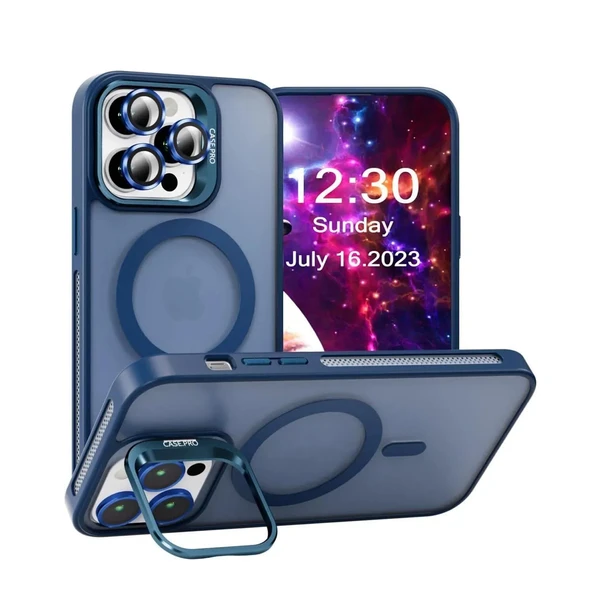 iPhone 14 Pro Max Kılıf Armor Seri Magsafe Uyumlu Stand Özellikli Kamera Lensli Kapak - 7