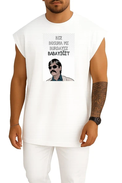 Oversize Kurtlar Vadisi Pala Göğüs Tasarımlı Atlet ürün görseli