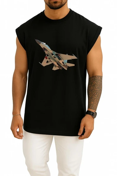 Oversize Sukhoi Su-30 Göğüs Tasarımlı Unisex Spor Atlet - Resim 11