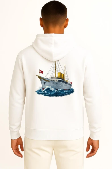 Kapüşonlu Tcg Savarona Cep ve Sırt Tasarımlı Unisex Sweatshirt - Resim 11