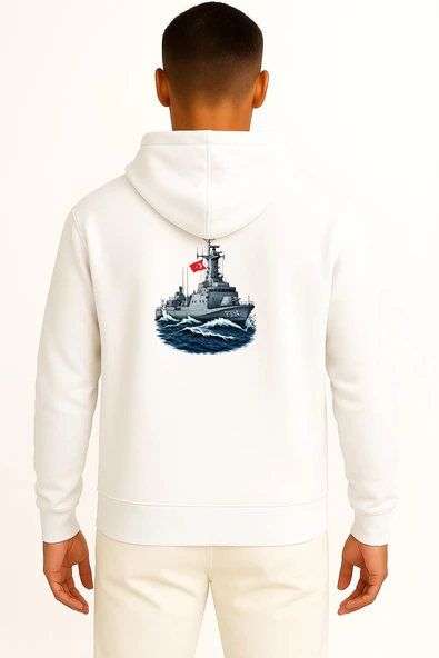 Kapüşonlu P334 Tcg Meltem Hücumbot Cep ve Sırt Tasarımlı Unisex Sweatshirt - Resim 5
