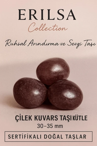 Sertifikalı Çilek Kuvars Taşı Kütle 30–35 mm Ruhsal Arınma Sevgi ve Denge Enerjisi Taşı ürün görseli