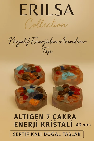 Sertifikalı Altıgen 7 Çakra Enerji Kristali – Ruhsal Dengenin ve Pozitif Enerjinin Doğal Taş Bloğu