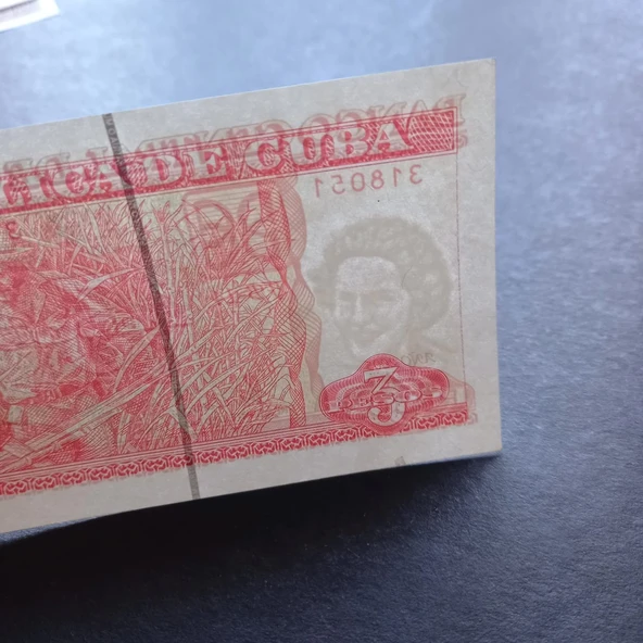 Escoines Koleksiyon 3996368f56b5be725a 2005 Küba 3 pesos ÇİL eski yabancı kağıt para - 3