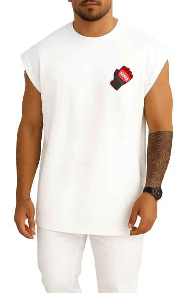 Oversize Mma Box Eldiveni Cep ve Sırt Tasarımlı Atlet - Resim 4