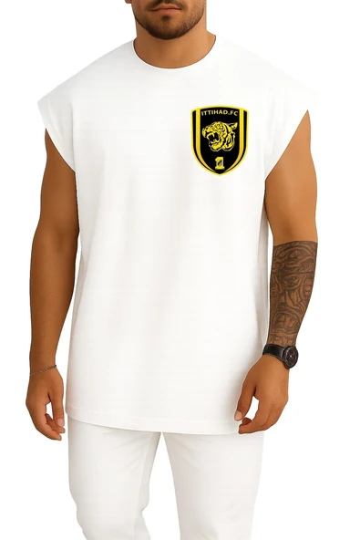 Oversize Al-Ittihad Club Cep Tasarımlı Unisex Spor Atlet - Resim 5