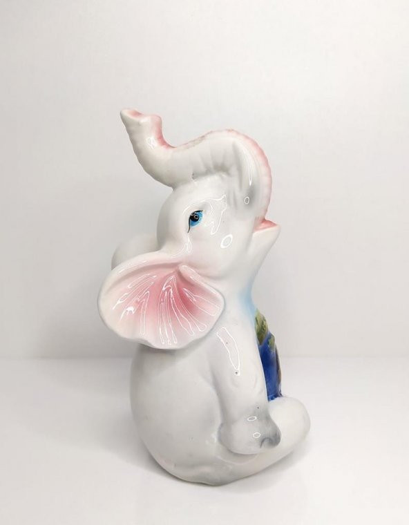 Kemer Yazılı Seramik Fil Biblo Masaüstü Süsü Obje Bereket 10364 - 3