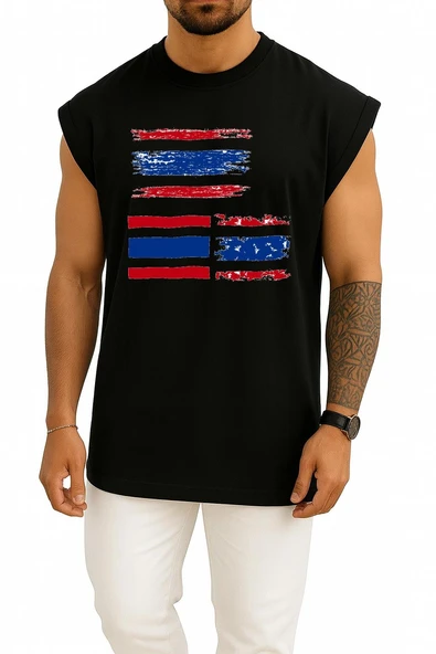 Oversize Flag Of Thailand Creative Design Göğüs Tasarımlı Atlet - Resim 9