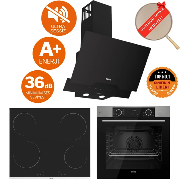 Ferre FryArt&FlowAr orio Sessiz Davlumbaz Elektrikli Inox-Siyah Ank. Set (D063-SA + MS261 + XE63MI) ürün görseli