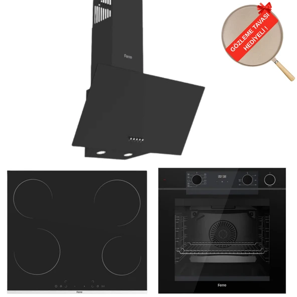 Ferre FryArt&Buharlı Fırın Grano FlowArt Elektrikli 3'lü Siyah Ank. Set (D086 + MS261 + QEP64CS) ürün görseli