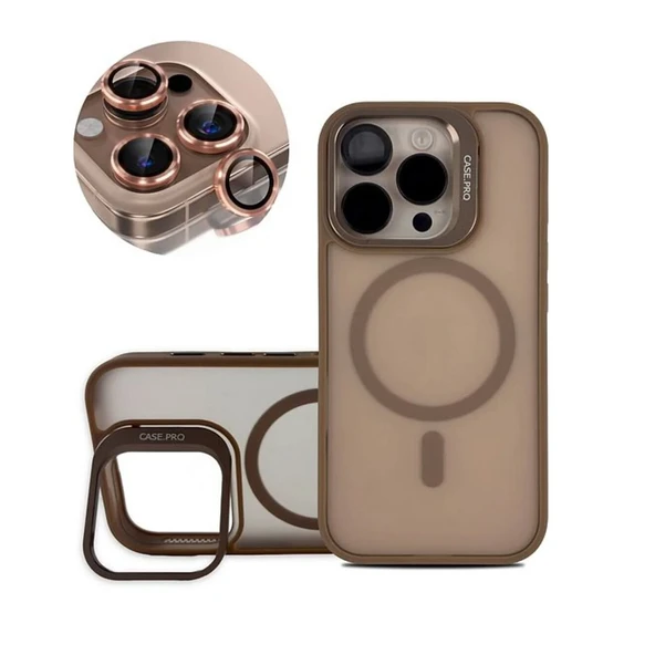 iPhone 14 Pro Max Kılıf Armor Seri Magsafe Uyumlu Stand Özellikli Kamera Lensli Kapak - 12