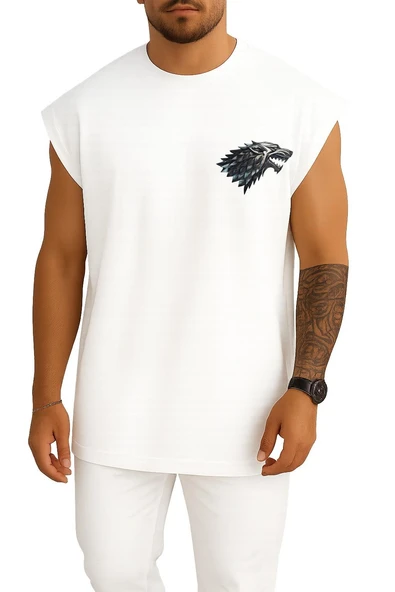 Oversize Game Of Thrones House Of Stark Minimalist Cep Tasarımlı Atlet - Resim 7