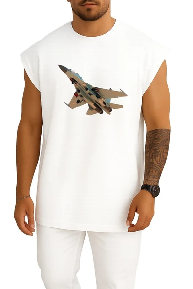 Oversize Sukhoi Su-30 Göğüs Tasarımlı Unisex Spor Atlet - Resim 3