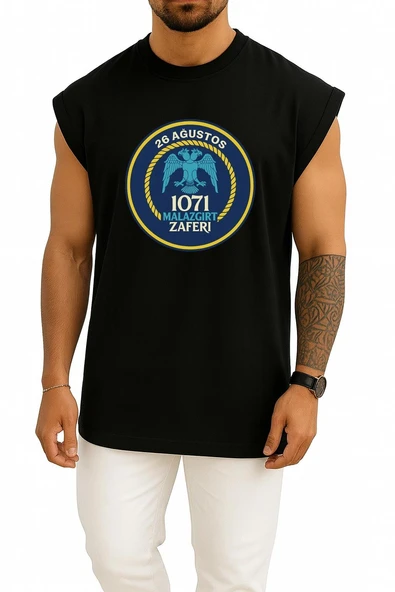 Oversize 1071 Malazgirt Savaşı Göğüs Tasarımlı Atlet - Resim 9