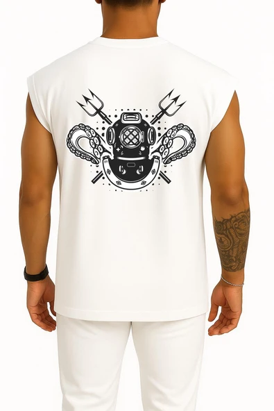 Oversize Dalgıç Başlığı Cep ve Sırt Tasarımlı Atlet - Resim 2