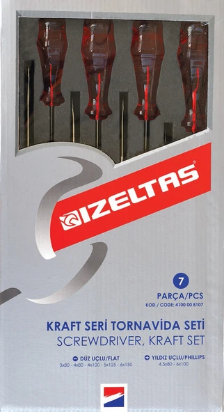 İzeltaş Kraft Seri Tornavida Seti (7 Parça) ürün görseli 1