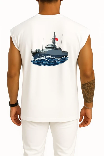 Oversize Tcg Kumkale P1203 Tuzla Sınıf Cep ve Sırt Tasarımlı Atlet - Resim 5