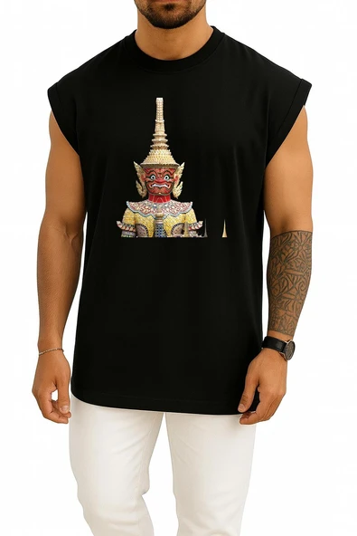 Oversize Golden Buddha Great Buddha Of Thailand Buddha Göğüs Tasarımlı Atlet - Resim 11