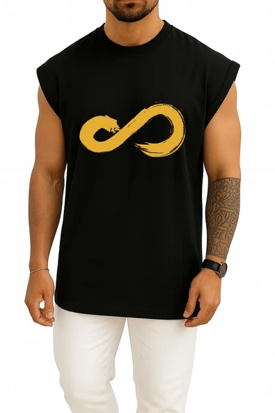 Oversize Infinite Infinitize K-Pop Infinity Symbol Inspirit Göğüs Tasarımlı Atlet - Resim 11