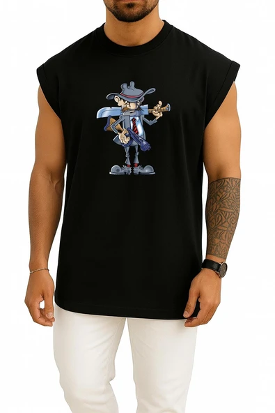Oversize Man, Gangster, Mafia, Raider, Bouncer, Weapons Göğüs Tasarımlı Atlet - Resim 11