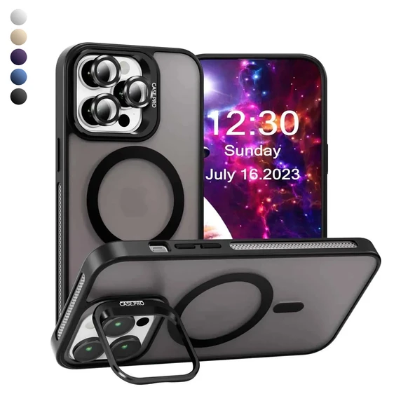 iPhone 14 Pro Max Kılıf Armor Seri Magsafe Uyumlu Stand Özellikli Kamera Lensli Kapak