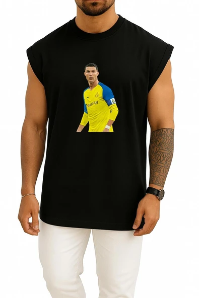 Oversize Cr7 Ronaldo El Nassr Göğüs Tasarımlı Unisex Spor Atlet - Resim 9