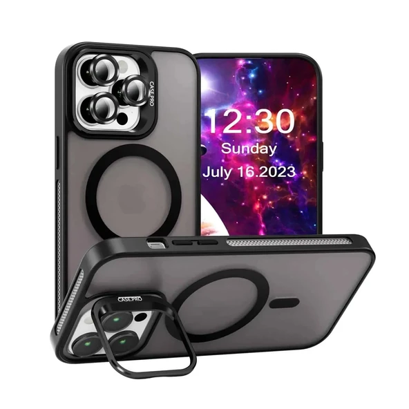 iPhone 14 Pro Max Kılıf Armor Seri Magsafe Uyumlu Stand Özellikli Kamera Lensli Kapak - 2