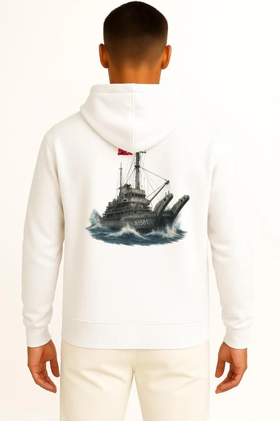 Kapüşonlu Tcg Ağ-6 A-1581 Cep ve Sırt Tasarımlı Unisex Sweatshirt - Resim 2